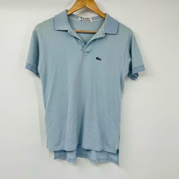 Vintage 1980's IZOD Lacoste Polo Collared Short Sleeve Light Blue Womens Large - Picture 1 of 8